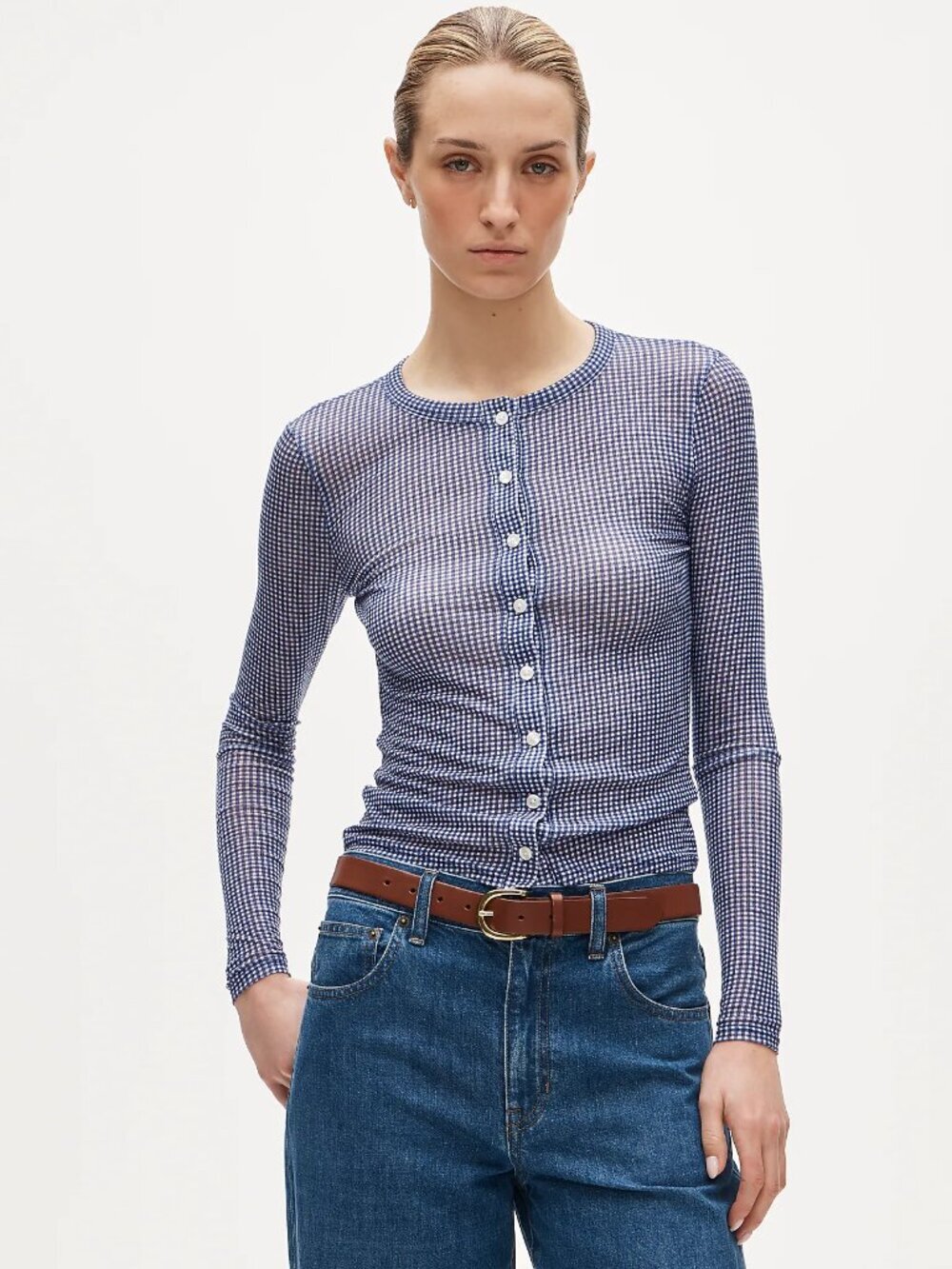 J.Crew Stretch Lyocell-blend Cardigan in Gingham - S NWT